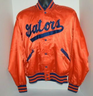 Vintage Uf University Of Florida Gators Felco Satin Jacket Large L Orange Blue