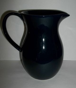 Vintage Dark Blue Pottery Pitcher 7 