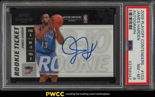 2009 Playoff Contenders James Harden Rookie Rc Auto 103 Psa 8 Nm - Mt (pwcc)