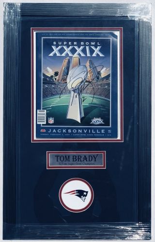 Psa/dna Ne Patriots 12 Tom Brady Signed Autographed Framed Sb Xxxix Program