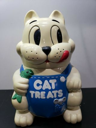 Vintage 1992 Fun - Damental Too Meowing Cat Treats Hinged Cookie Jar Storage