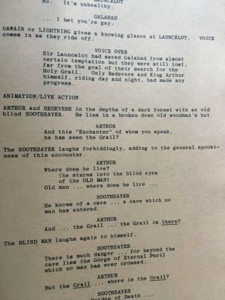 MONTY PYTHON AND THE HOLY GRAIL A FIRST DRAFT.  Collectible script. 3