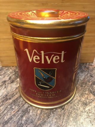 Vintage Velvet Pipe And Cigarette Tobacco Tin