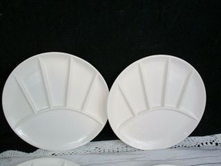 4 Vintage Gourmet International White Ceramic Divided Fondue Sushi Plates Round 2