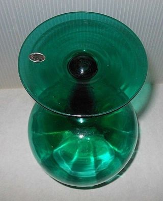Mid Century Modern Vintage Enesco Teal Brandy Snifter Glass Rose Bowl Vase 2
