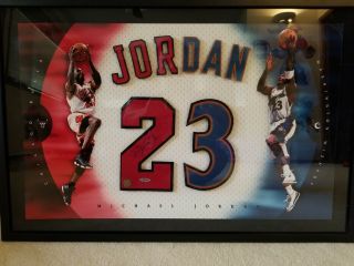 Michael Jordan Signed Framed Picture Washignton Wizards/chicago Bulls Uda
