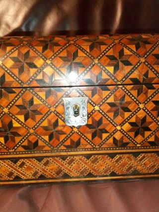 Antique Victorian Tunbridge Ware Inlaid Banded Writing Slope Box