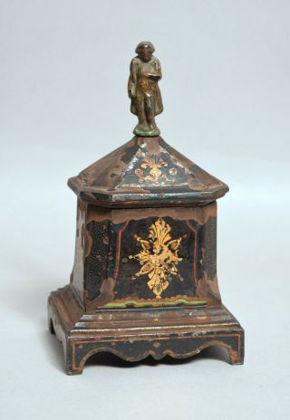 Very Attractive Antique 19thc Victorian Cast Iron Tobacco Jar Box,  Napoleon
