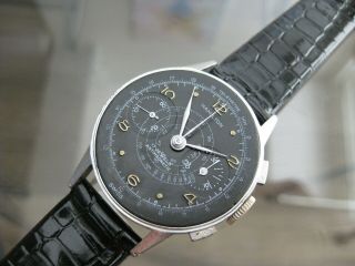 Vintage Hamilton Watch Co Chronograph Black Dial Swiss Made Wristwatch