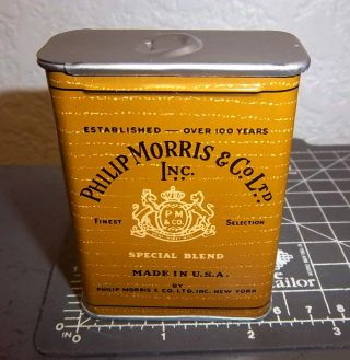 Vintage Philip Morris Cigarettes Tobacco Tin,  Great Colors & Graphics,  Empty