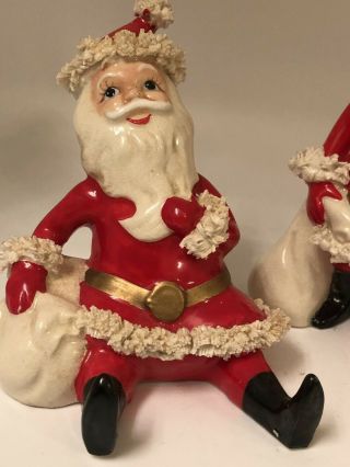 2 Vintage 1950 ' s Kreiss Christmas Santa Figurines Spaghetti Trim B - 237 Japan 2