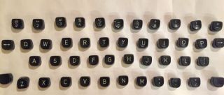 45 Vintage Typewriter Keys Buttons Numbers.  Black & White Plastic Keys.