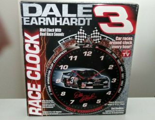 Collectible Dale Earnhardt Sr.  3 Wall Race Clock / Real Racing Sounds