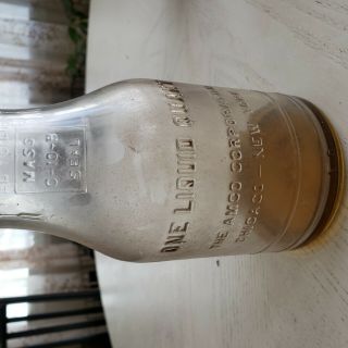 Antique Glass Amco Motor Oil Company Liquid Quart Bottle