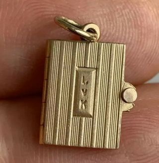 Vintage 14k 585 Yellow Gold Notebook Book Charm Charms Pendant Antique Necklace