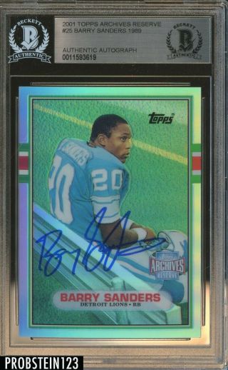 2001 Topps Archives Reserve Rc Retro Barry Sanders Hof Signed Auto Bgs Bas