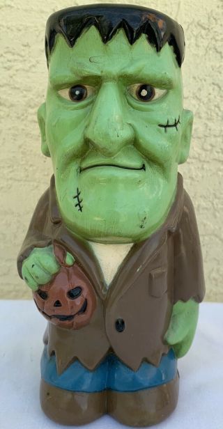 Vintage Halloween Frankenstein Blow Mold 2001 Dynagood Plastic 8.  5 Inch Decor