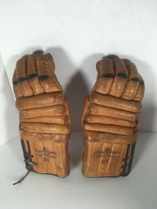 Vintage Cooper Canada Leather Ice Hockey Gloves Armourist Armadillo Thumb 31