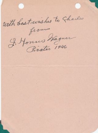 Honus Wagner Vintage 1946 Signed Autograph Album Page W Full Jsa Loa