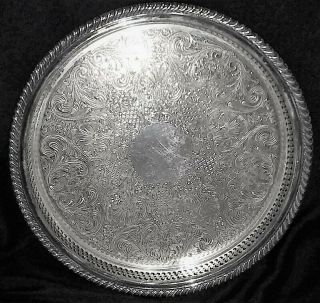 Vintage Wm Rogers 671 Silver Plate Serving Tray Reticulated 12 " Spring Flowers