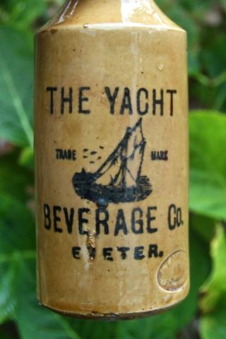 Vintage C1900s The Yacht Beverage Co Exeter Devon Pict Stone Ginger Beer Bottle