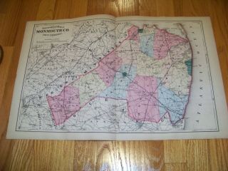 1872 Map F.  W.  Beers,  Comstock & Cline Monmouth & Mercer County Jersey
