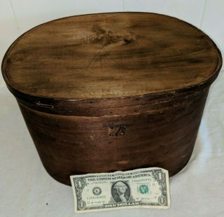 Antique Vintage Wooden Travel Hat Box Case 12 " X 10 " By 8 "