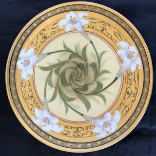 Antique Haviland Limoges China Hand Painted Pickard Lily Gold Flowers Plate