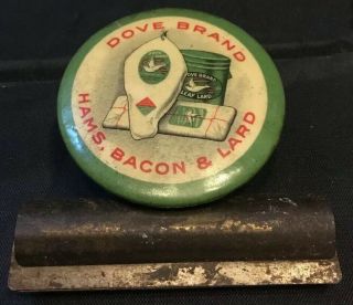 Dove Brand Meats & Lard Advertising CELLULOID Office Paper CLIP Vintage 2