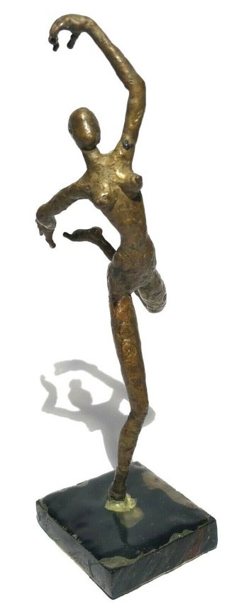Vintage Bronze Abstract Brutalist Modernist Nude Female Figure Study Sculpture