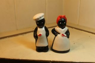 Vintage Black Americana Chef Pappy And Mammy Salt & Pepper Shakers
