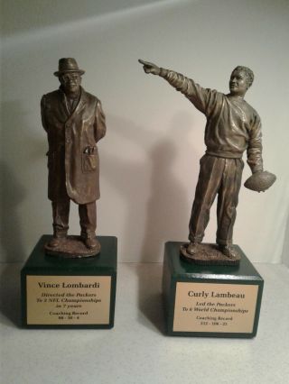 Vince Lombardi And Curly Lambeau Green Bay Packers Sculpture Signed By Artist.