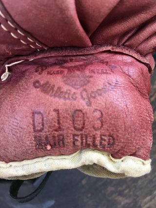 Early Antique Old 1920s Vintage ALL Leather Boxing Gloves D & M HAIR FILLED Rare 2