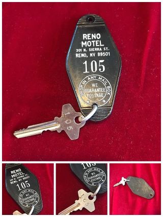 Vintage Reno Nevada Motel 301 Sierra St Room Key And Fob 105