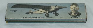 Tin Wallace Pencil Case Spirit Of St.  Louis & Charles Lindbergh Lucky Lindy We