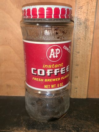 Vintage A&p Instant Coffee Glass Jar 6 Oz.