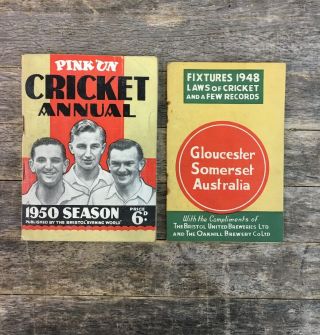 Vintage 1950 Pinkun Cricket Annual Booklet With 1948 Fixtures Laws Of Cricket.