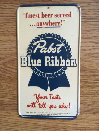 Vintage Pabst Blue Ribbon Finest Beer Door Push Pull Rare Old Advertising Sign
