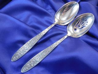 Reed & Barton Tree Of Life Sterling Silver Serving & Pierced Serving Spoon Set
