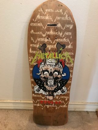 Zorlac Mega Metallica 1989 Skateboard Deck Wood Stain Pushead