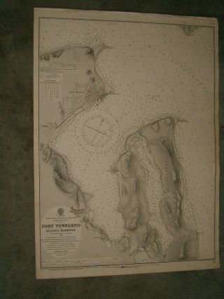 Vintage Admiralty Chart 1792 Usa West Coast - Port Townsend 1893 Edn