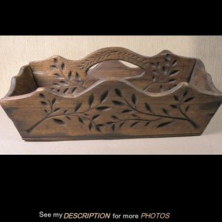 Aafa Primitive Pine Knife Cutlery Utensil Pantry Box Eastlake Carving