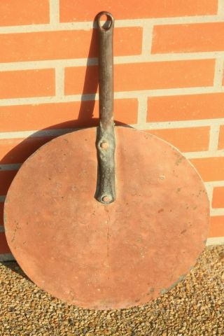 Antique Copper Pan Lid Cover Hammered Tinned Wrought Iron 31cm /12.  2inch 3.  1lbs