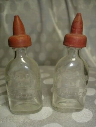 Two Vintage Doll - E - Toys By Amsco Glass Baby Doll Bottle With Rubber Nipple