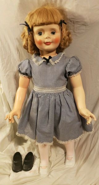 Vintage Patti Playpal Type Companion 34” Doll With Blonde Hair & Blue Eyes