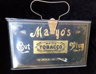 Antique Mayo’s Cut Plug Tobacco Lunch Box Style Tin 2