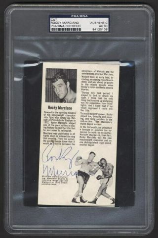 Rocky Marciano Signed Auto Autograph 1952 Walcott Fight Photo Page Psa/dna