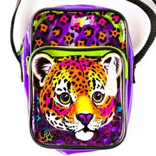 Vtg Lisa Frank Cheetah Mini Purse Bag Plastic Vinyl Y2k 00s Purple Bright