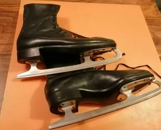 Vintage All Leather Quality Ice Skating Boots; Size 8; By Hudora Fagan.