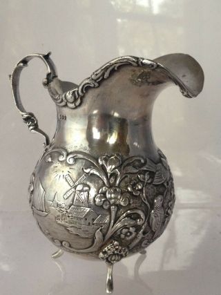 Berthold Muller Hanau Silver,  Repousse Sterling Silver Creamer - Early 20th Cent